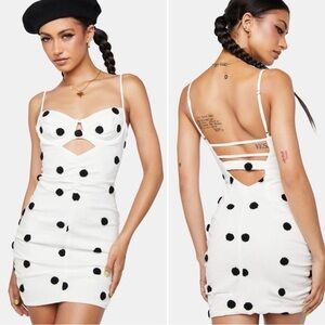For Love & Lemons Abigail Mini Dress POLKA DOT Sz XL REVOLVE